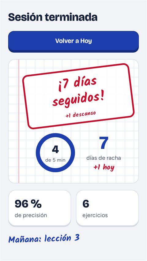 Resumen al alcanzar un hito