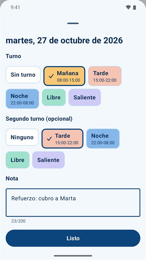 Editar un día del calendario