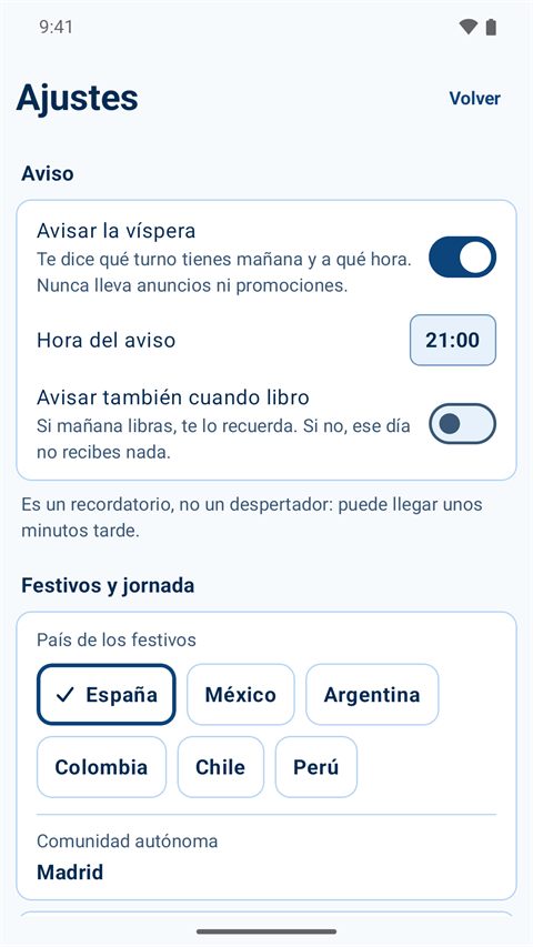 Ajustes de la app